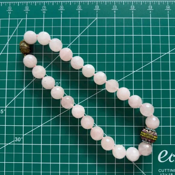Heidi Daus Beaded Necklace Rose Quartz Swarovski Crystals Multicolored As IS 18" - Picture 8 of 12